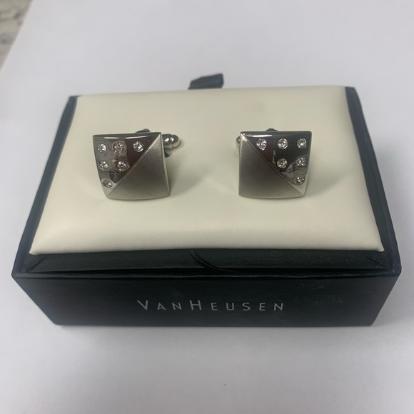 Van Heusen Other - Silver-tone/rhinestone cuff links